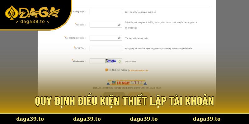 Quy định điều kiện để bắt đầu thiết lập tài khoản